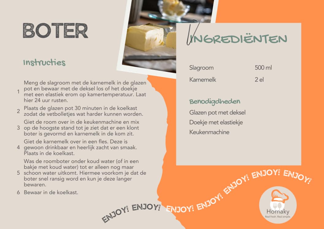 Recept boter, room karnen tot boter en karnemelk – Homaky