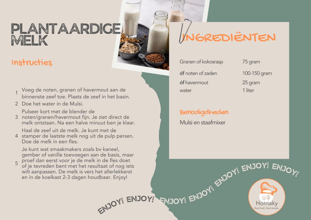 Recept plantaardige melk, zelf noten- of havermelk maken – Homaky
