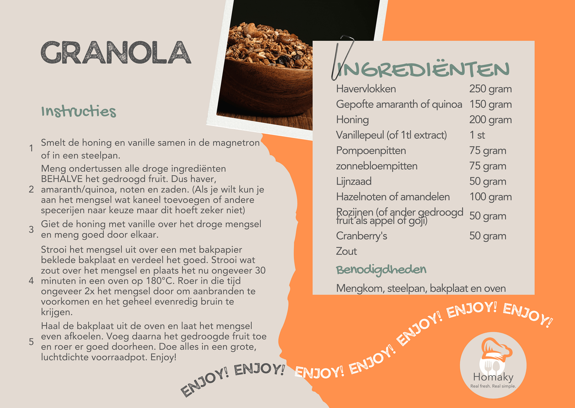 Recept granola, heerlijk zelfgemaakt met vers graan en noten – Homaky