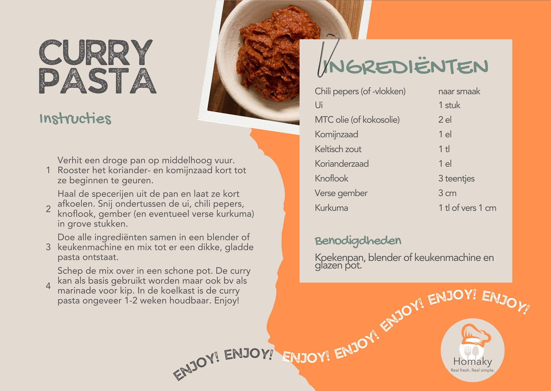 Recept curry pasta maken | Homaky
