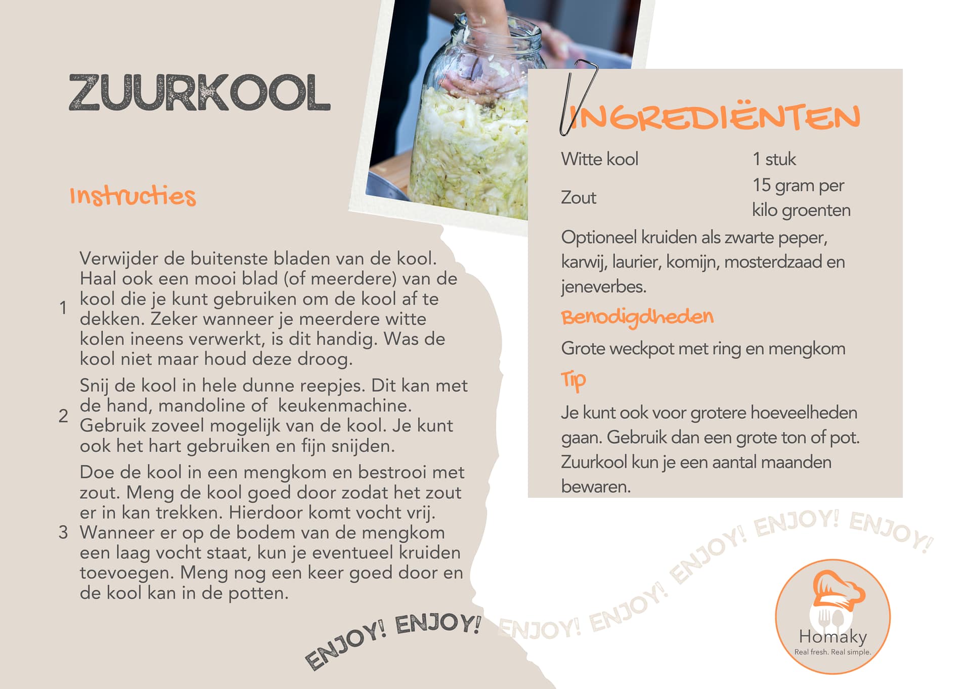 Recept zuurkool, verse zelfgemaakte zuurkool uit eigen keuken – Homaky