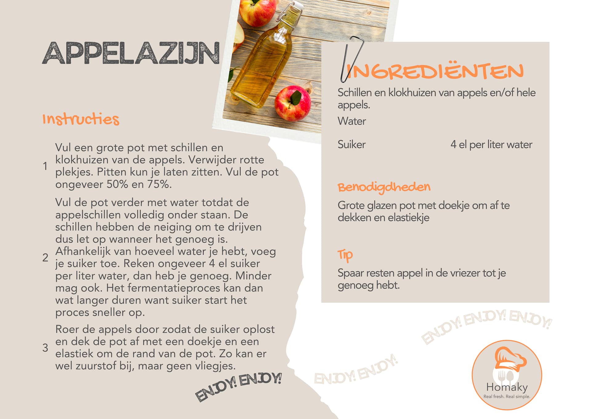 Recept appelazijn, appelresten fermenteren tot azijn – Homaky