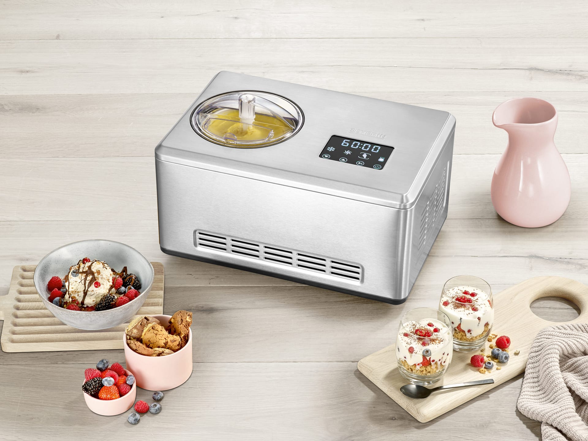 Severin EZ 7405 2-in-1 ijsmachine in wit met yoghurtfunctie - Homaky