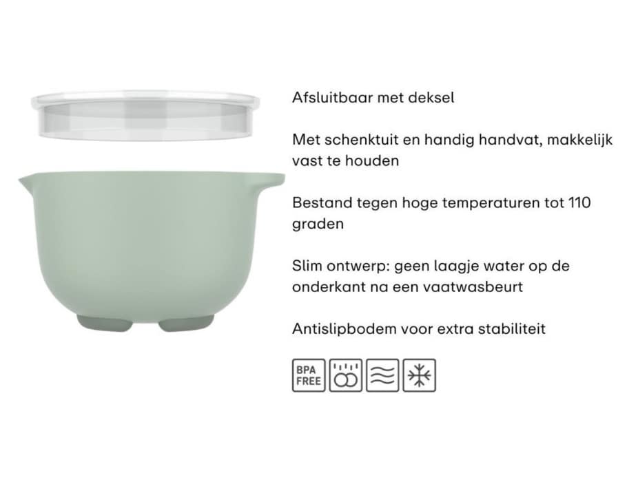 Beslagkom met deksel 1500ML, stevige kom om te mengen, kneden en bewaren – Homaky