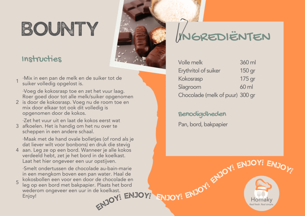 Recept bounty, kokosrepen met pure chocolade zelf maken | Homaky
