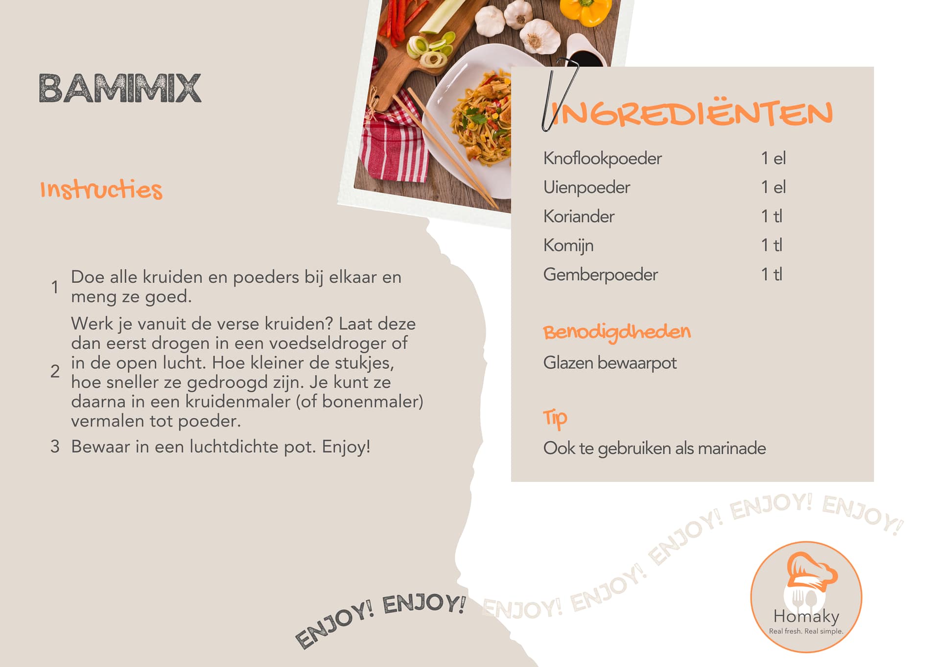 Recept bami mix maken | Homaky
