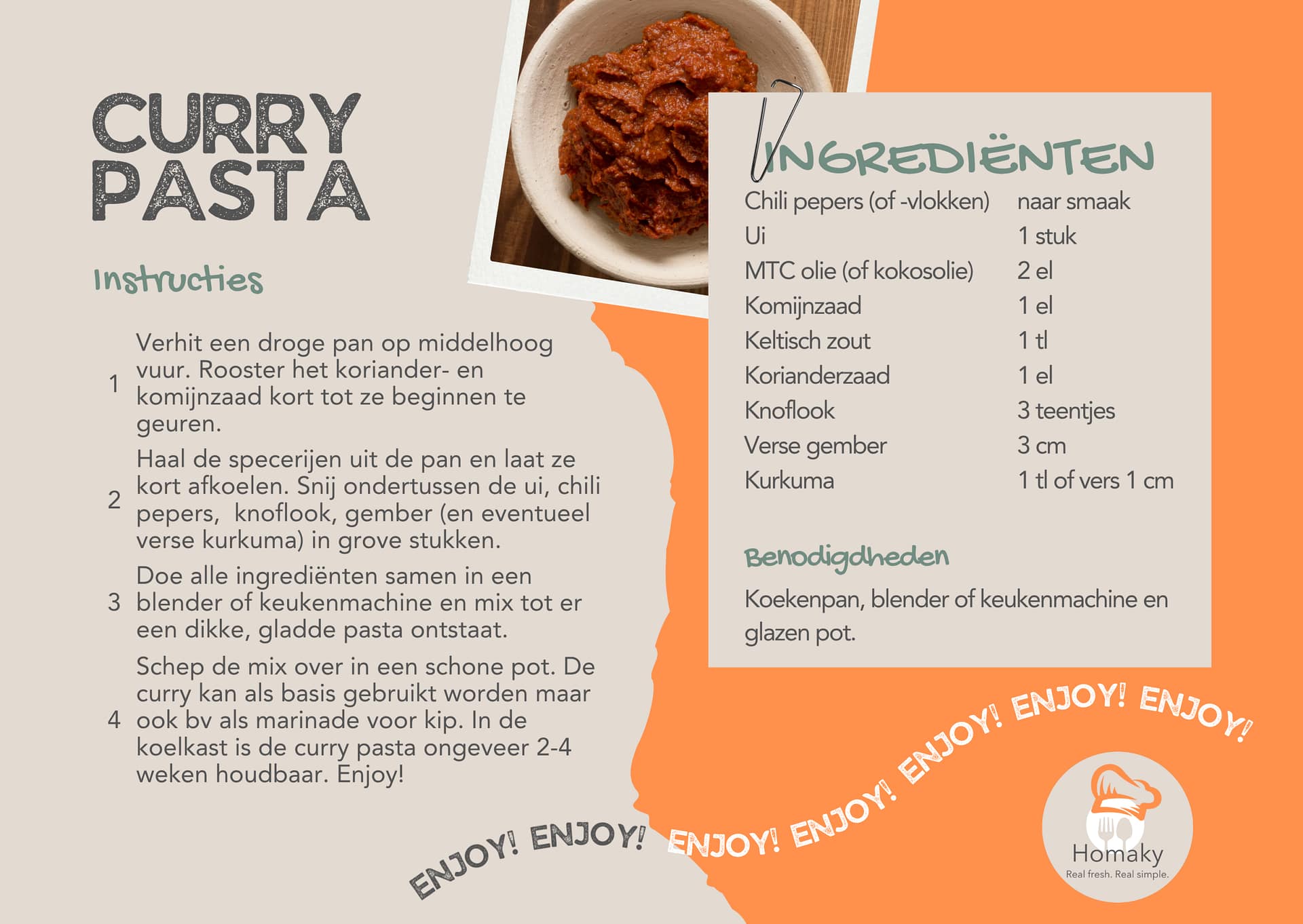 Recept curry pasta maken | Homaky